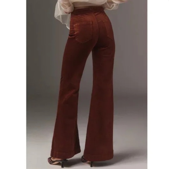 Pilcro Anthropologie Pull-On Mid-Rise Retro Flare Velvet Pants Anthropologie - Picture 1 of 15